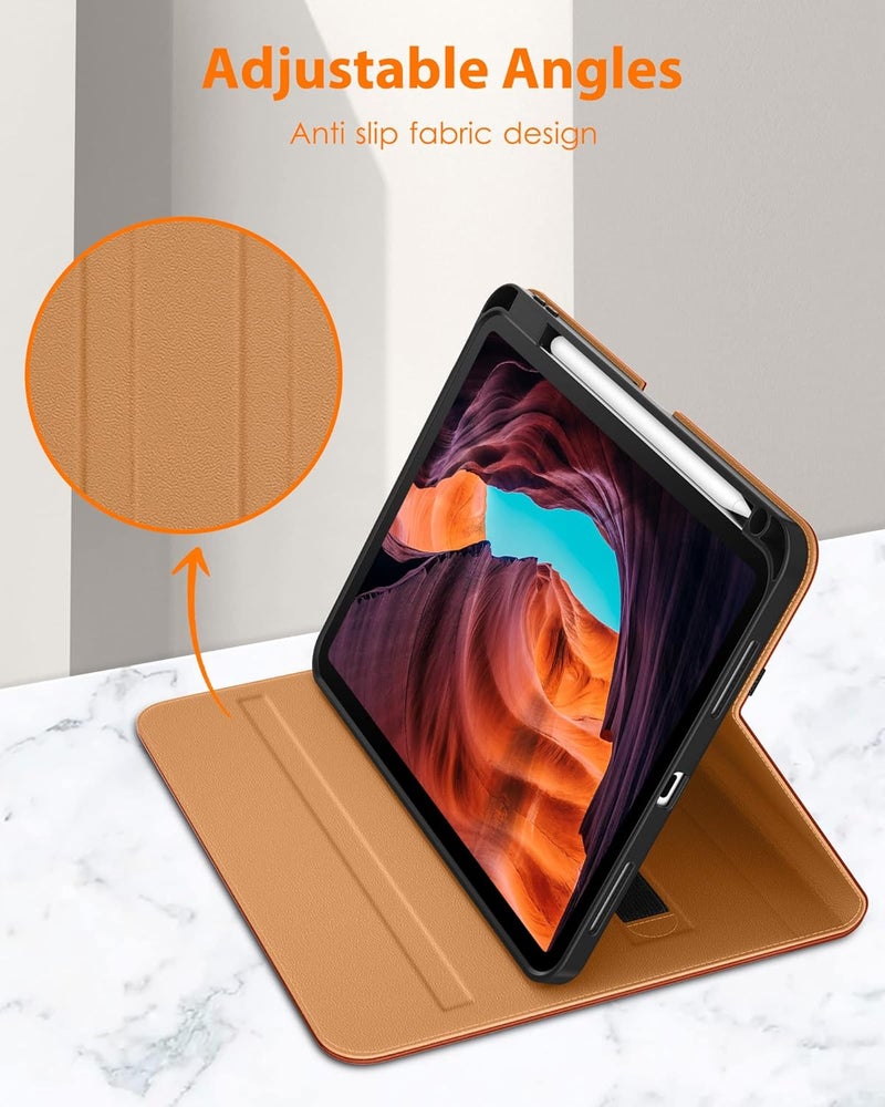 DTTO for iPad (A16) 11th Generation Case 11 Inch 2025, iPad 10th Generation Case 10.9 Inch 2022, Premium Leather Business Folio Stand Cover with Pencil Holder - Auto Wake/Sleep, Brown - Image 3